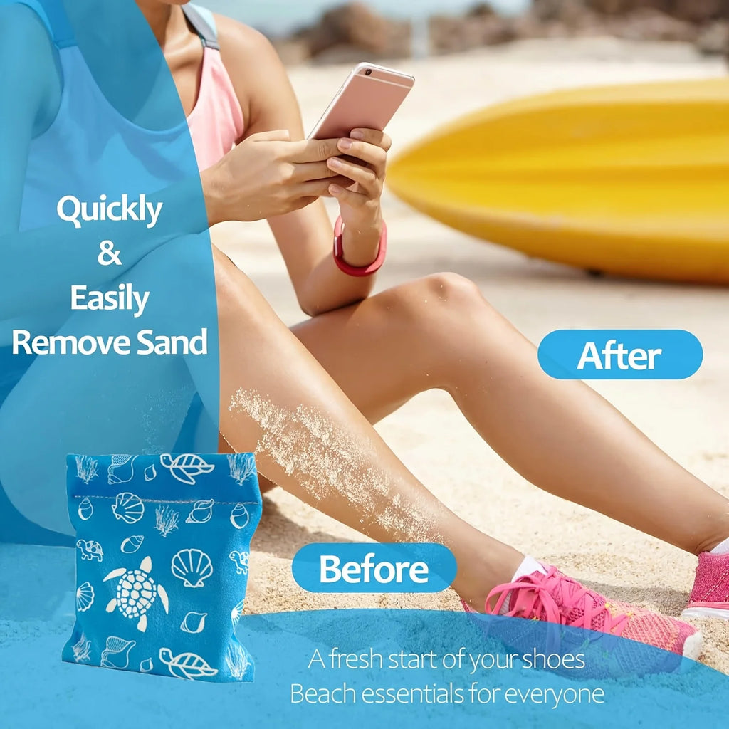 Beach Vacation Essentials Sand Remover Bag Magic Sand Wipe Off Mitt Travel Must Haves for Surfing Swimming Camping Gadgets