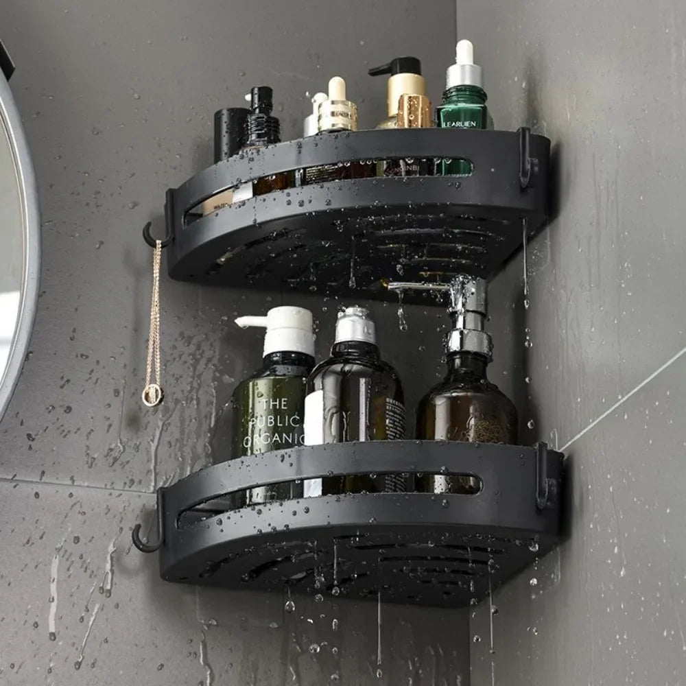 NEW 3/2/1 PCS Adhensive Bathroom Shampoo Holder Shower Caddy Shelves Storage No Drill Shelf Corner Towel Holder Shelves For