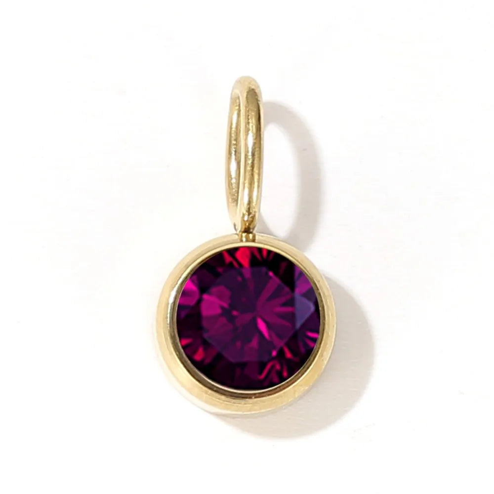 Zirconia Birthstone Pendant 12 Months Color Stone DIY Accessories for Necklace Stainless Steel Jewelry Birthday Gift Wholesale