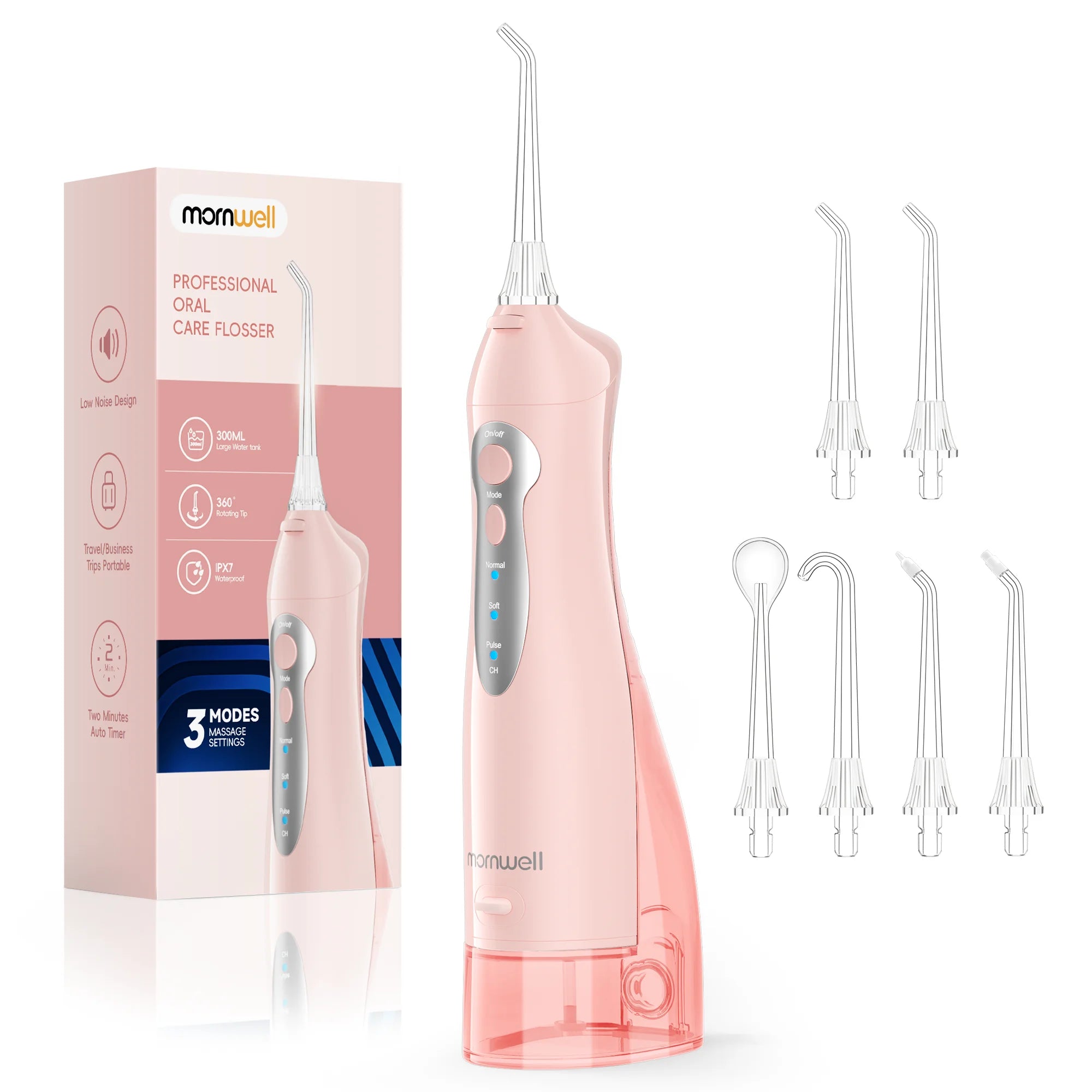 Water Flosser - 300ml Rechargeable 6 Nozzles