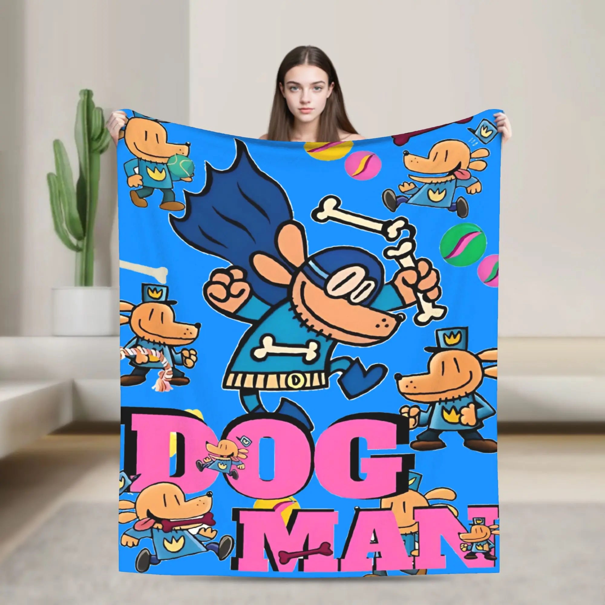 Dog Man Dogman Movie Comic Blanket Cartoon Flannel Vintage Warm Throw Blanket for Coverlet Spring/Autumn