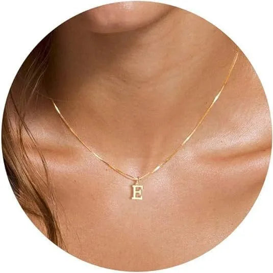 A-Z Initial Necklace 18K Gold Plated Necklace Cute Letter Stainless Steel Necklace for Women