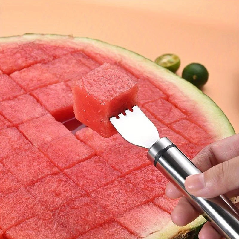 Stainless Steel Watermelon Cutting Tool Multi Functional Fork Cutting Splitter Block Cutting Watermelon Tool Fruit Fork