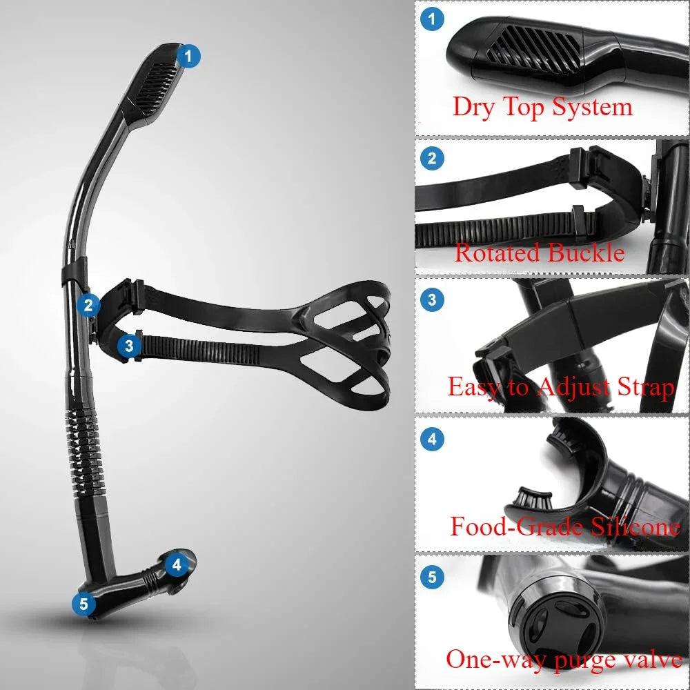 Swim Snorkel for Training Swimming Front  Dry Snorkel Lap Swimming Diving Snorkeling, Pool Open Water