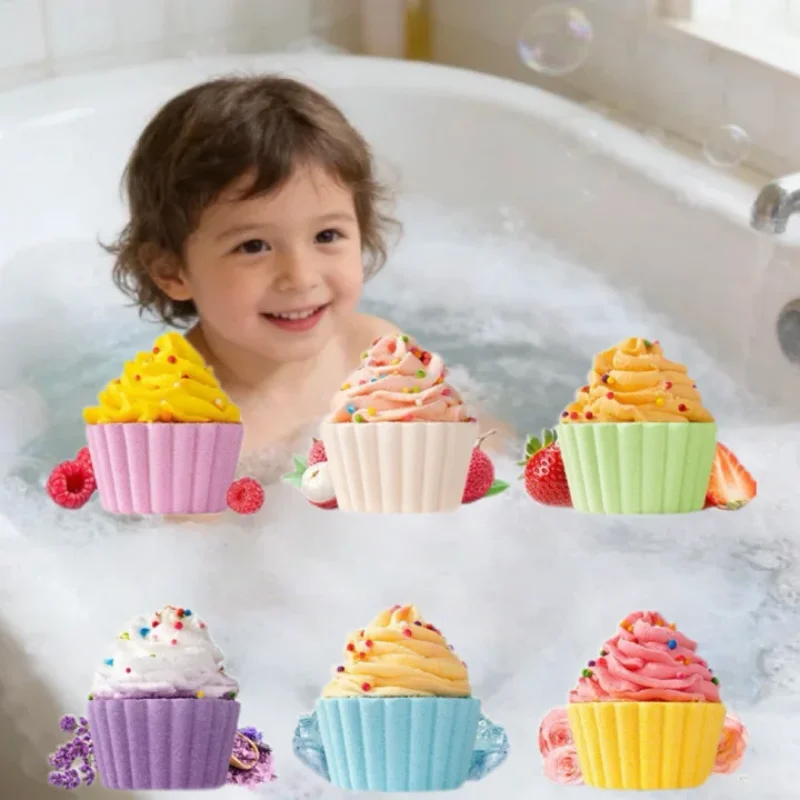 80g Cake Shaped Bath Salt Ball Bubble Bath Bombs Creamy Children's Aromatherapy Essential Oil Bath Balls for Relaxing Soak