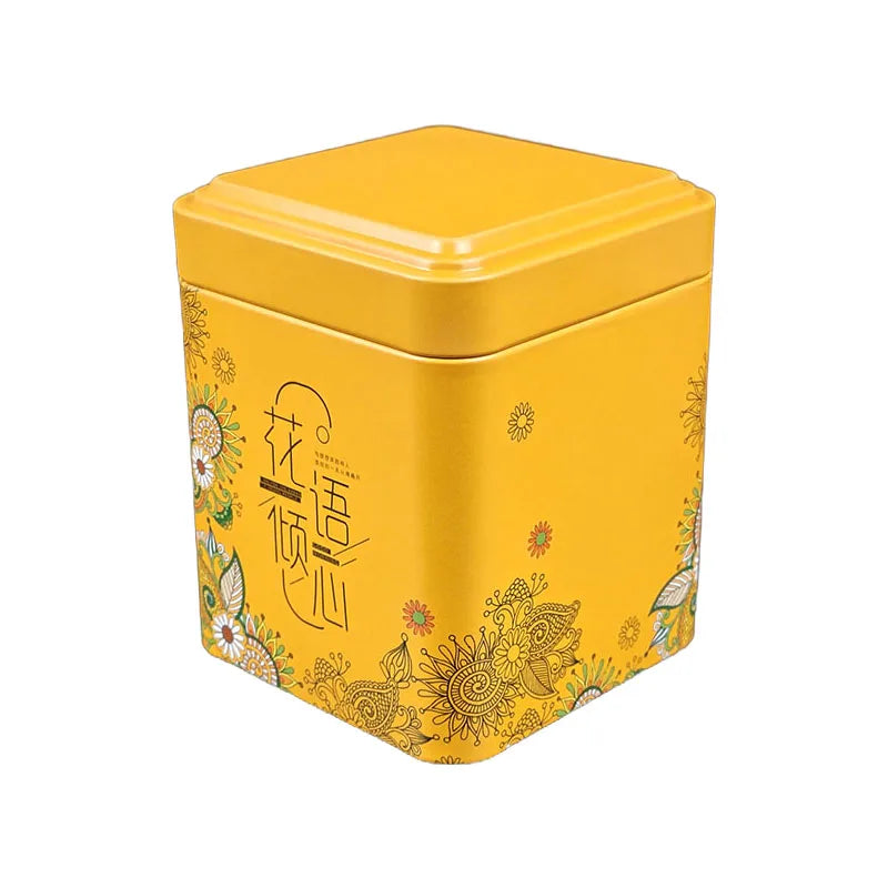 Tea Sealed Box  Kitchen Storage Container Jar Tin Square Can Candy Iron Canister Vintage Tea  Box