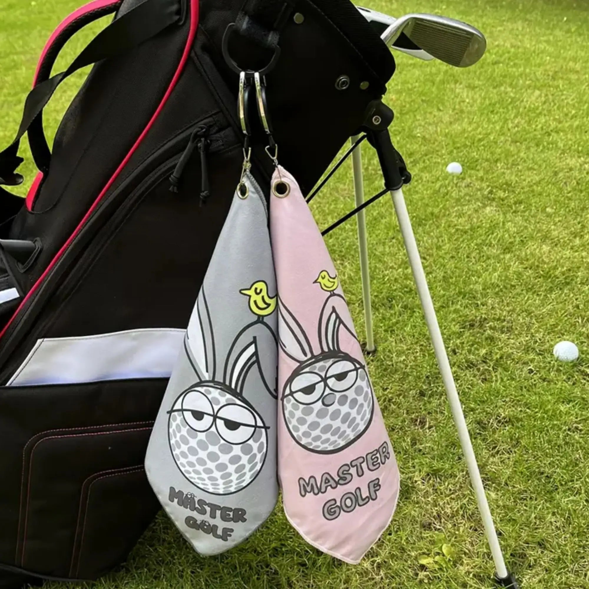 2 counts New High Quality Golf Towels Fashionable and Double Sided Print Telescopic Hook Quick Drying Super Absorbent Soft Fast