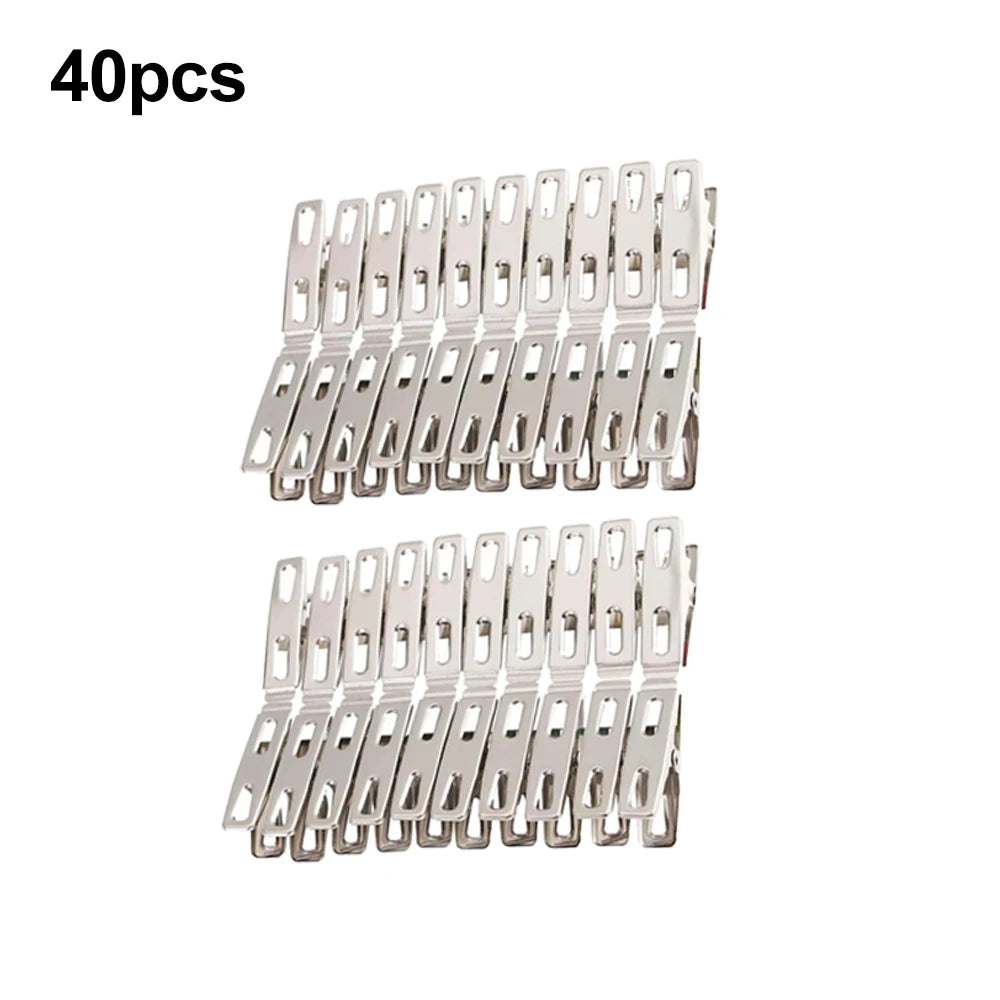 Stainless Steel Metal Clips Set - Durable Windproof Clothespins for Kitchen Food Sealing, Document Organizers & Home Storage