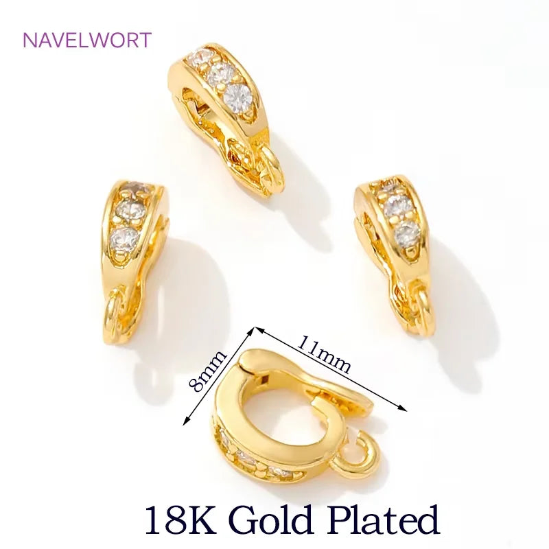 18K Gold Plated Hinged Necklace Enhancer,For Jewelry Making Supplies Pendant Bail Clasps Connector Fastener DIY Accessories