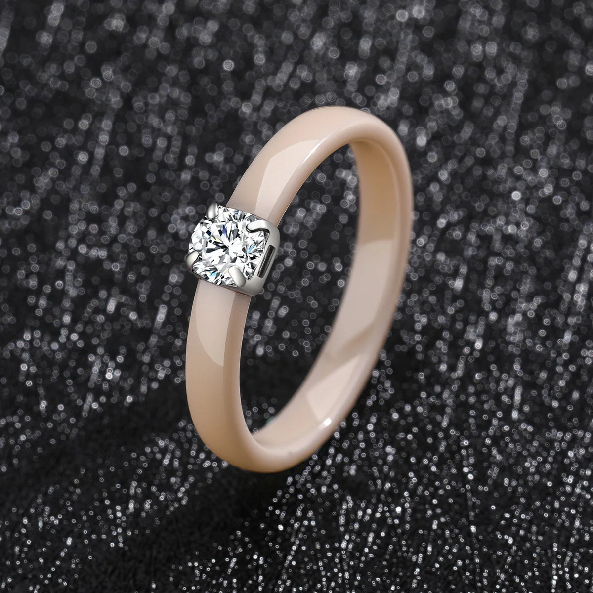 Classic Promise Ring for Women Ceramic Wedding Band 3mm Thin Minimalist Colorful Engagement Rings in Pink Green White Black