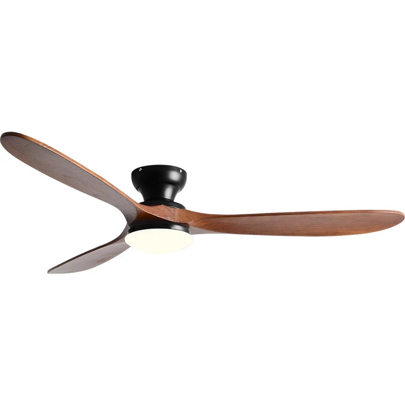36/42/52inch Low Floor Ceiling Fan Light Remote Control Led Lights Indoor Restaurant Solid Wood Fan Leaves With Fan Chandelier
