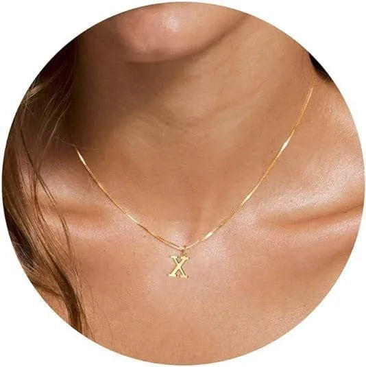 A-Z Initial Necklace 18K Gold Plated Necklace Cute Letter Stainless Steel Necklace for Women