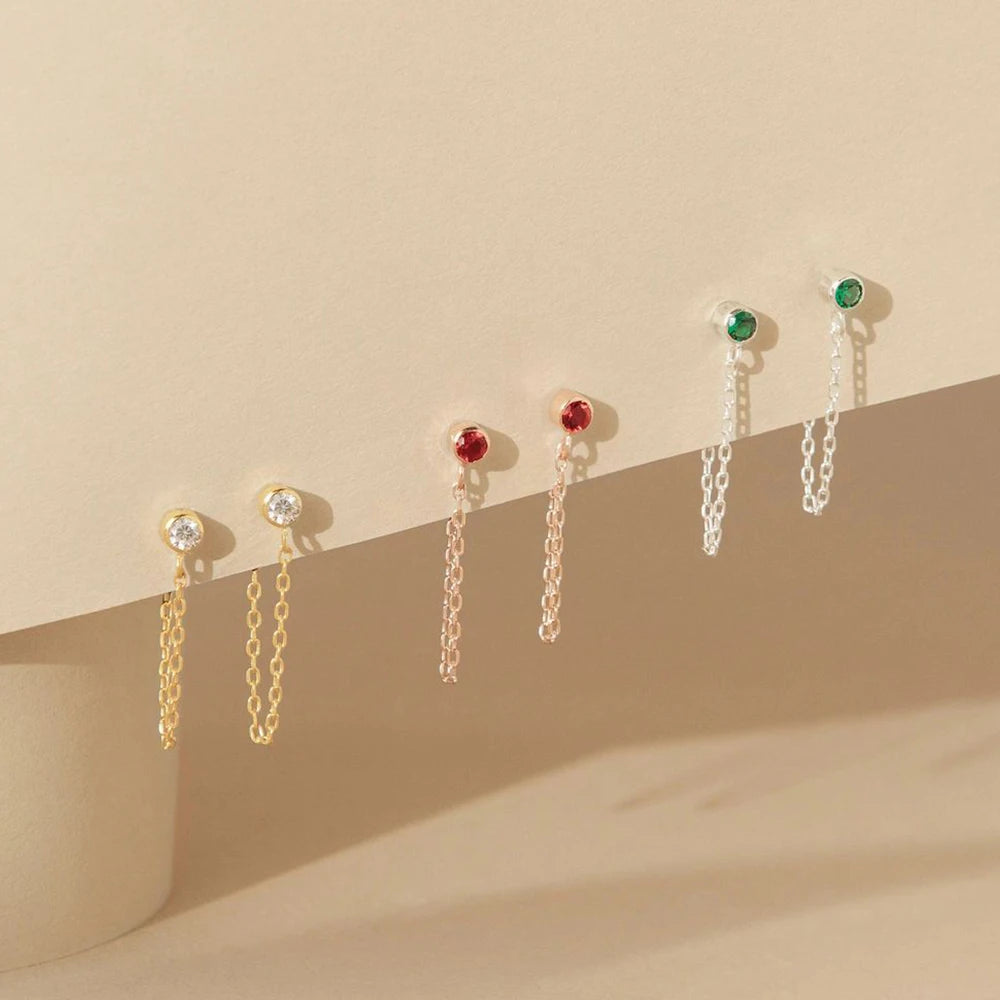 EManco Zircon Birthstone Pendant Earrings 12 Zodiac Signs Stainless Steel Jewelry Party Gifts