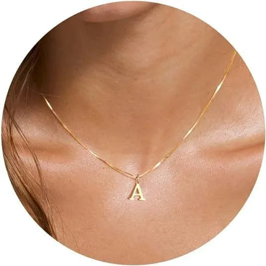 A-Z Initial Necklace 18K Gold Plated Necklace Cute Letter Stainless Steel Necklace for Women