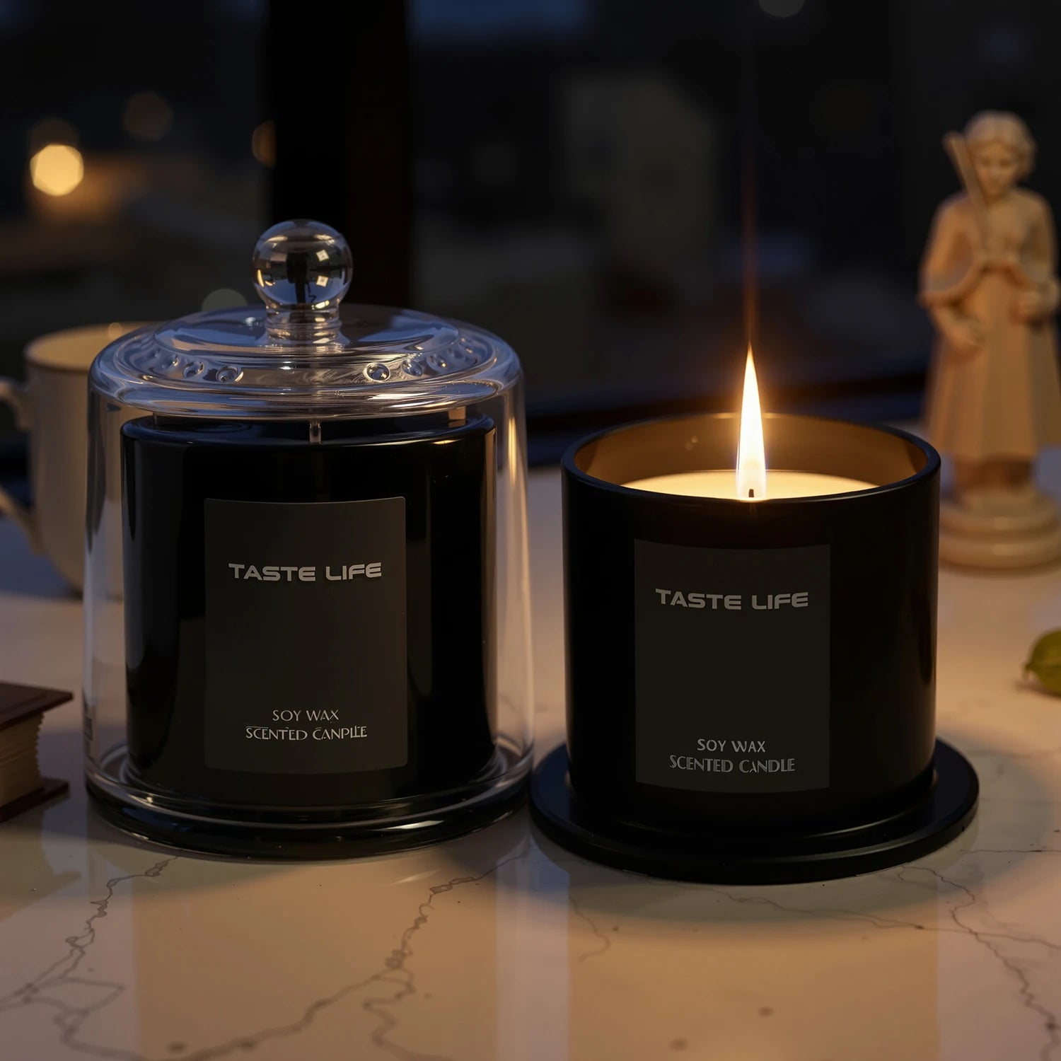 Premium Soy Wax Scented Candles with Glass Cloche, Smokeless Essential Oil Aromatherapy for Home Spa, Gift-Ready Decorative