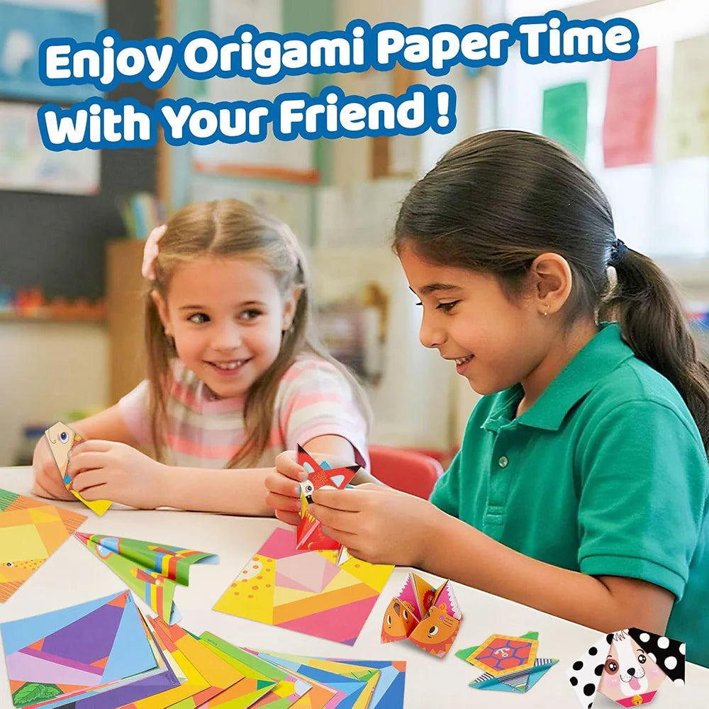 Color Origami Paper Set 12/96 Sheets DIY Handmade Craft Paper with Instruction Book for Children Boys Girls Gift