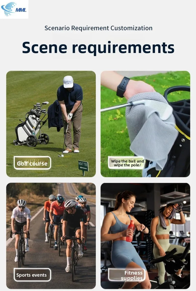 Golf Waffle Towel Microfiber Fine Embroidery Mountaineering Buckle Water Absorbing Sweat Cleaning Sports Towel