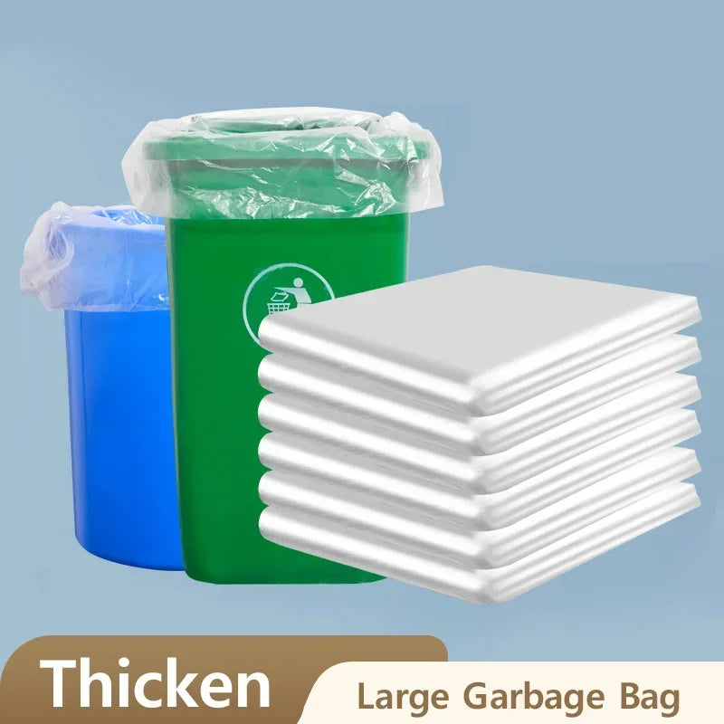 50PCS 80x100cm Thickened PE Garbage Bags Eco Friendly Large Capacity Strong Disposable Transparent for Household Hotel Storage