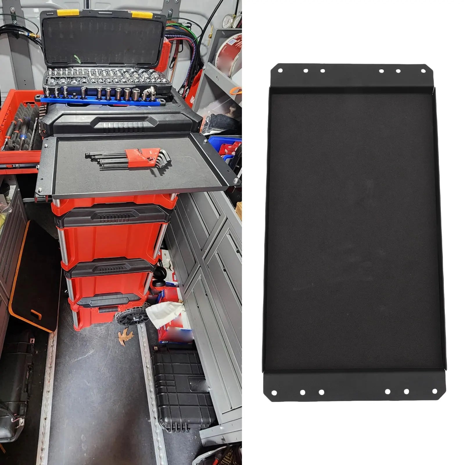 Toolbox Folding Side Table Toolbox Magnetic Tool Tray 325mmx195mm Multifunctional Rubber Coated Tray Heavy Duty for Assembly