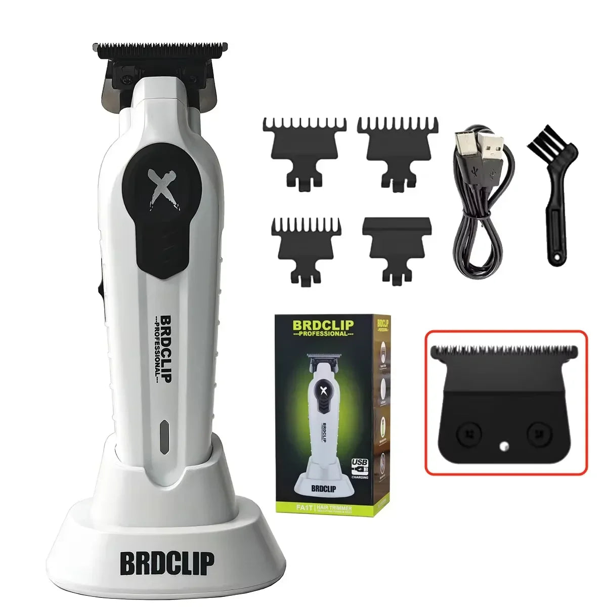 BRDCLIP FA1T Professional Hair Trimmer – Gradient Fade Clipper with Charger Stand