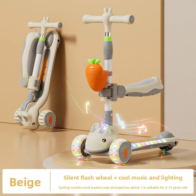 New children's scooter:5-in-1 glide scooter for boys and girls three-wheeled toy scooter ideal for developing children's balance