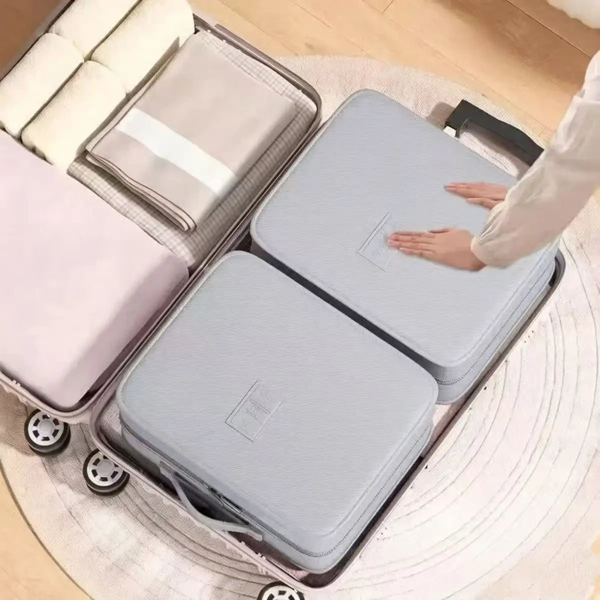 Upgrade Travel Shoe Bag Organizer Zipper Waterproof Sneakers Storage Bag Multi layer can store 4pair shoe box