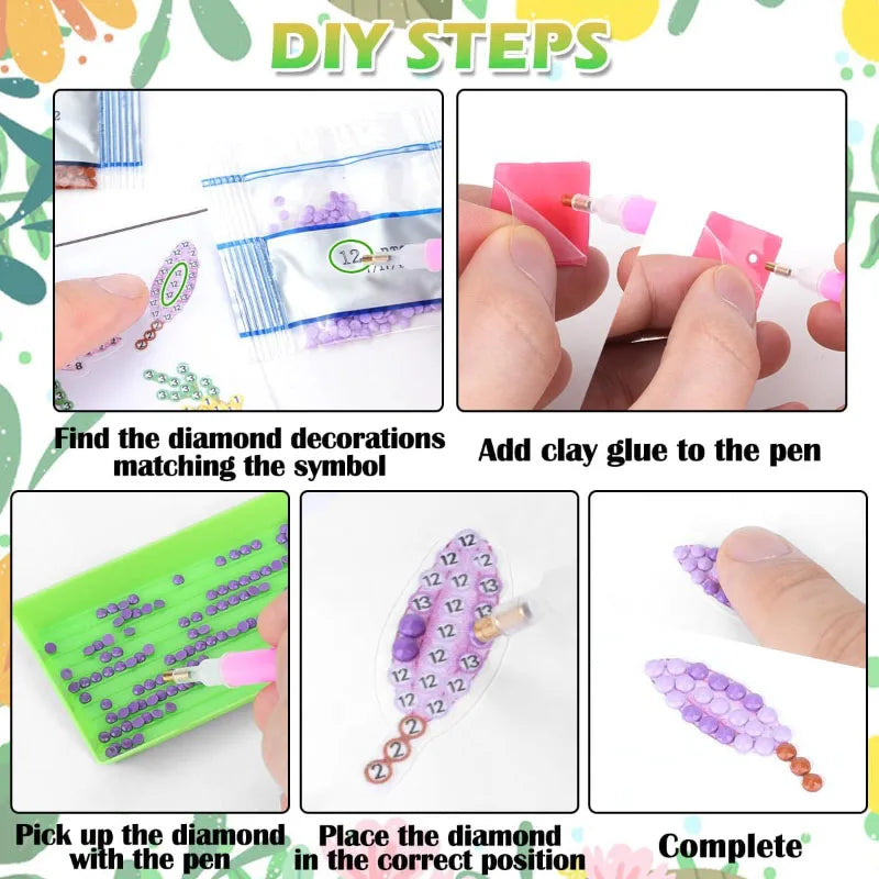 Diamond Painting Art Kit for Kids Boy Girl Easy to DIY Creative Butterfly Floral Diamond Art Sticker Craft by Numbers Embroidery