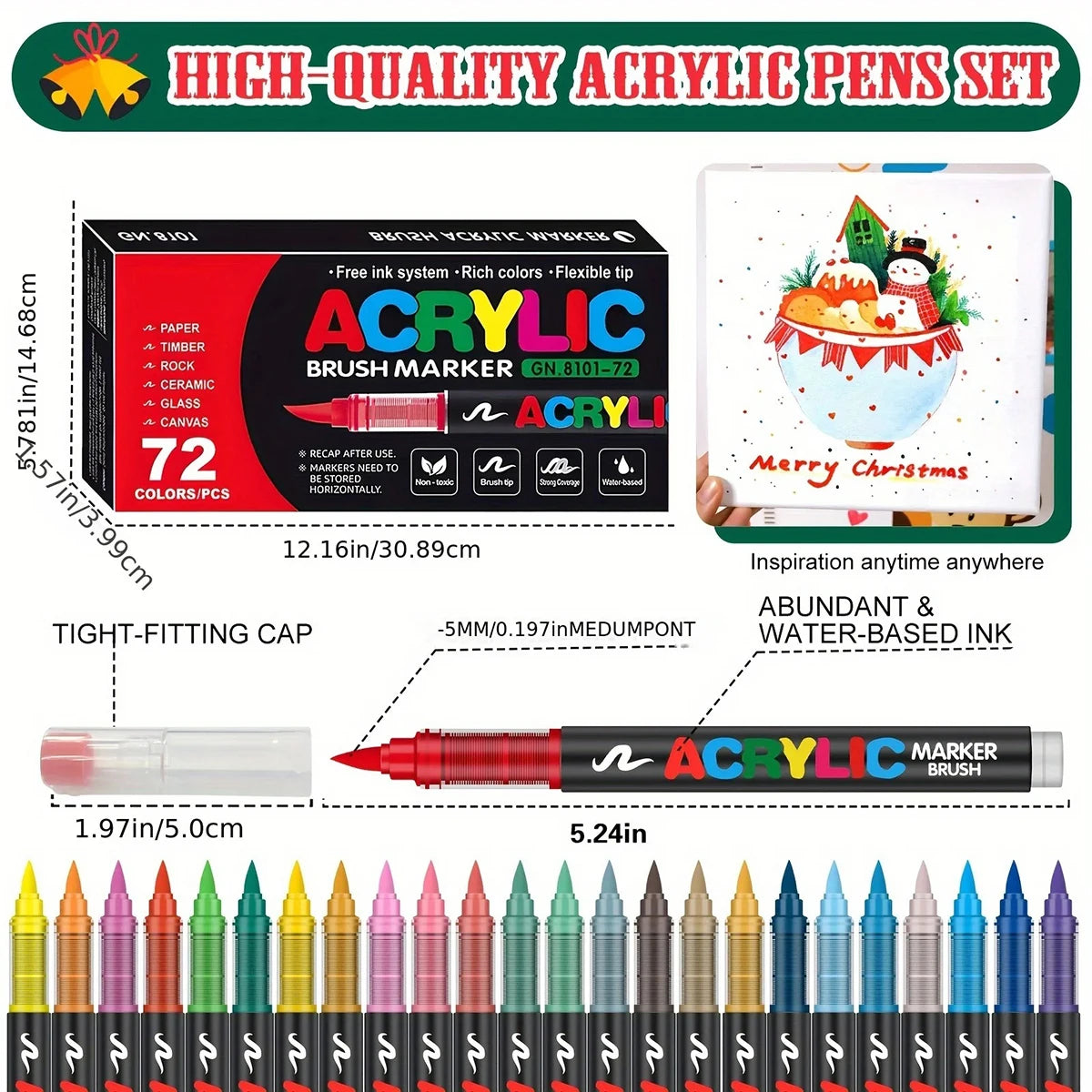 High Quality Acrylic Paint Pens Markers Set Brush Tip Paint Marker For Rock Painting Wood Canvas Stone Christmas Gift DIY Crafts