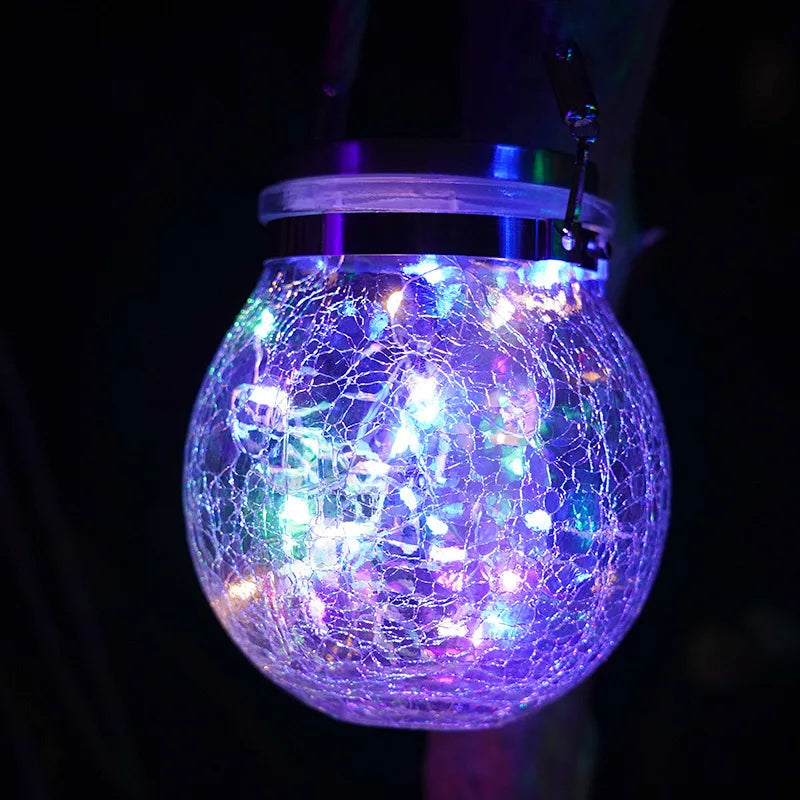 Solar Outdoor Lights Set: Garden Crack/Hanging Bottle Lights Xmas Mason Decor
