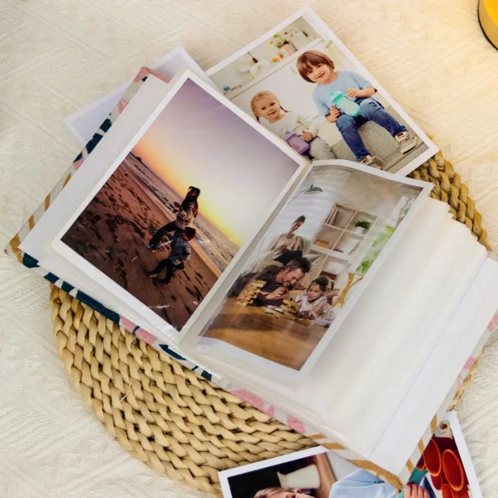 New 100 Pockets Photo Album 4x6 Photos Small Scrapbook Album Linen Cover Slip-in Picture Albums DIY Writable Photo Storage