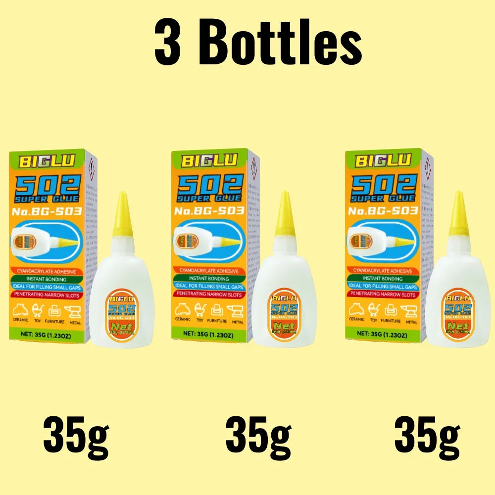 1-3pcs BIGLU 502 Super Glue Instant Quick-drying Cyanoacrylate Adhesive Leather Rubber Wood Metal Strong Bond Liquid Glue Tool