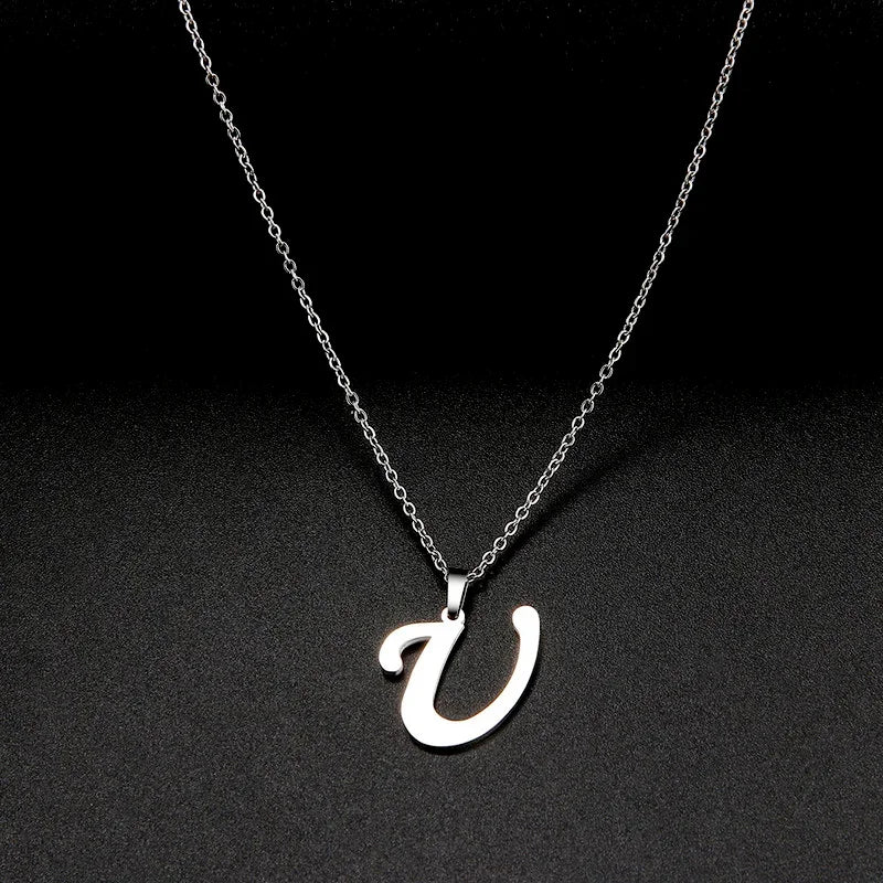 316L Stainless Steel Necklace A To Z 26 Letters Initial Minimalist Necklaces For Women Big Alphabet Pendant Gifts Jewelry gift