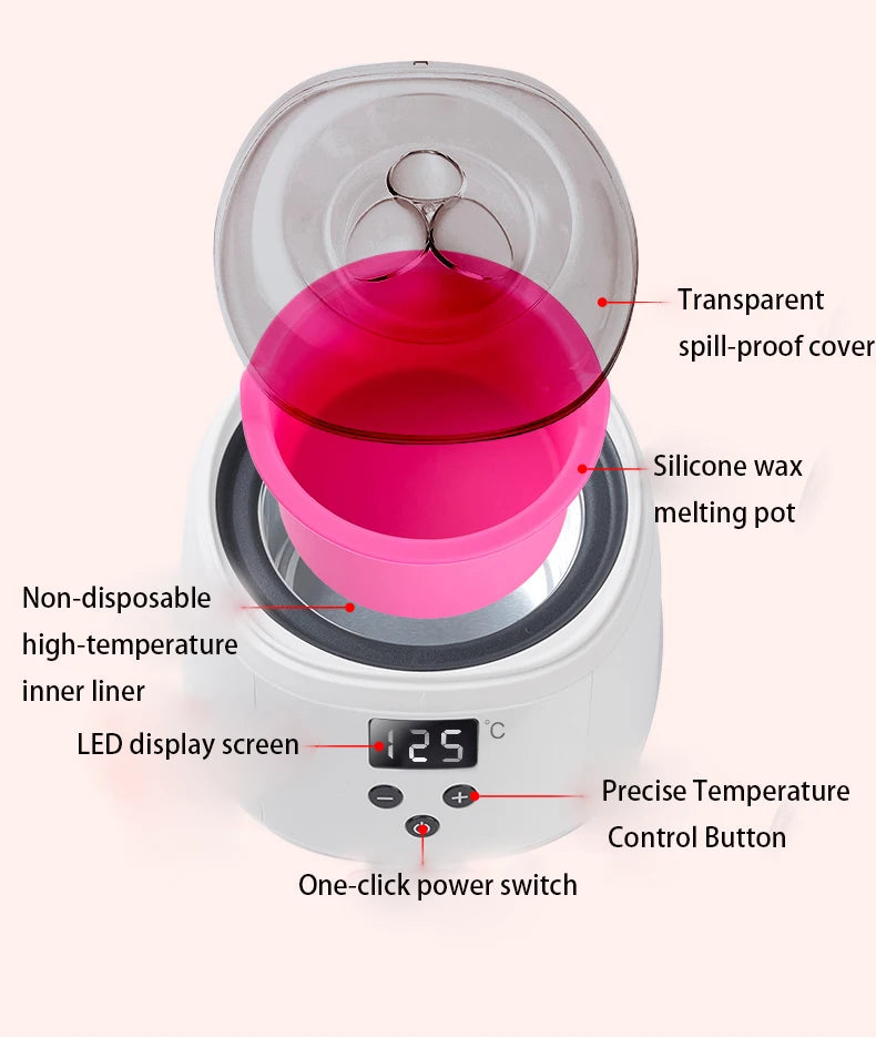 500ml LCD Smart Wax Heater – Silicone Liner, Hair Removal & Wax Therapy Machine