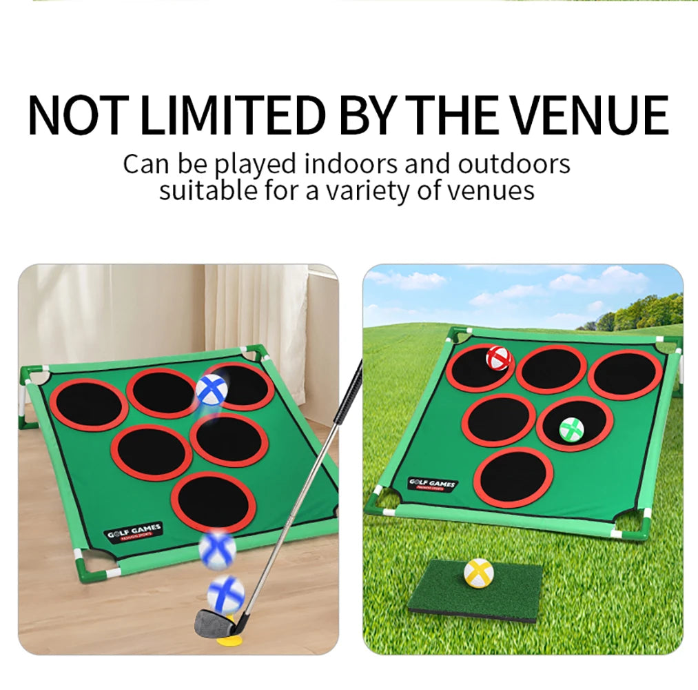 Golf Game Play Set Golf Chipping Game Cornhole Game with Balls Portable Putting Mat Putter Indoor Outdoor Putter Target Golfers