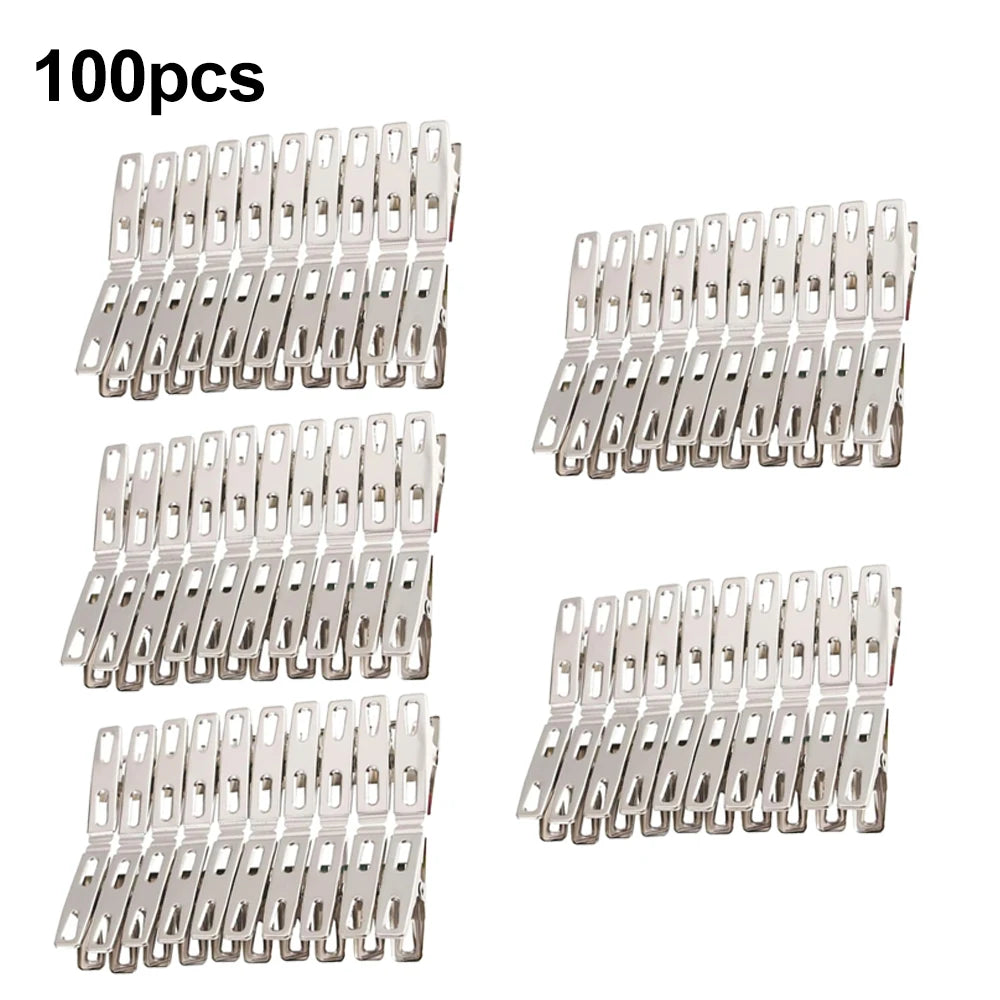Stainless Steel Metal Clips Set - Durable Windproof Clothespins for Kitchen Food Sealing, Document Organizers & Home Storage