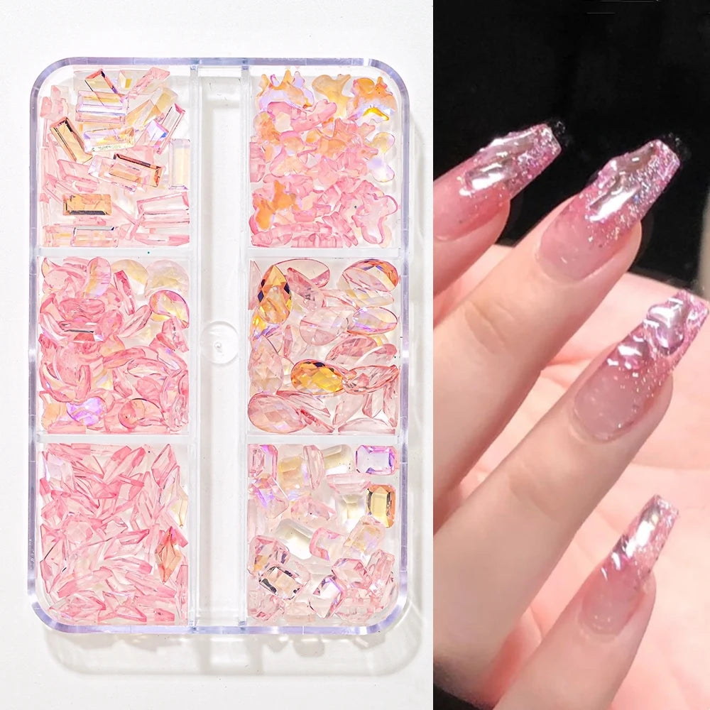Nail Art Rhinestones Kit 2400pcs Nail Gems Ab Flatback Rhinestones Gems Stones with Storage Organizer for Design Bright Holiday