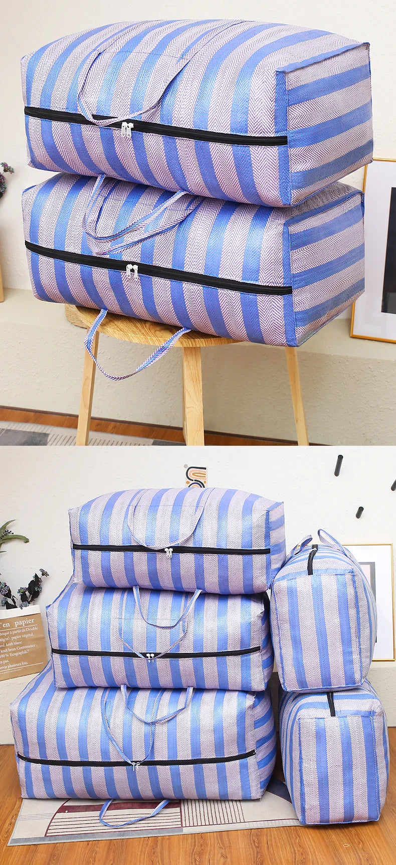 1 waterproof nylon handbag, suitable for storing household clothes and as a moving luggage bag