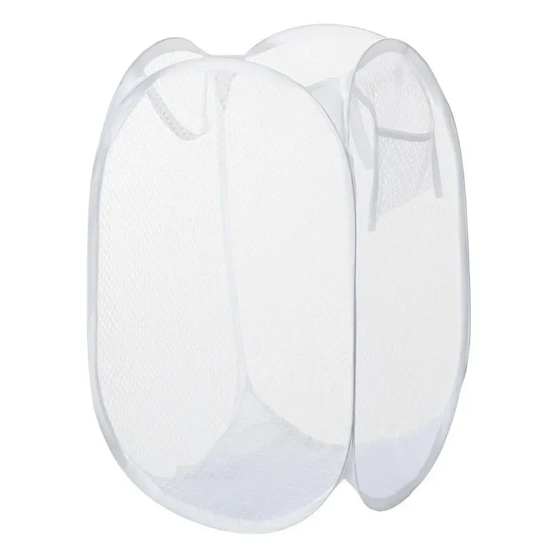 Laundry Basket Collapsible Pop-up Mesh Laundry Basket Clothes Hamper For Dirty Clothes Organizer In Bathroom Washing Room Home