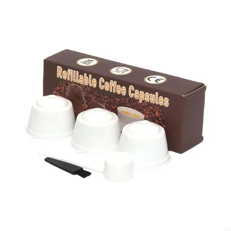 Coffee Pods Filters Set of 3 Reusable Including Cleaning Brush and Spoon Optional Color for Coffee Enthusiasts Present 87HA