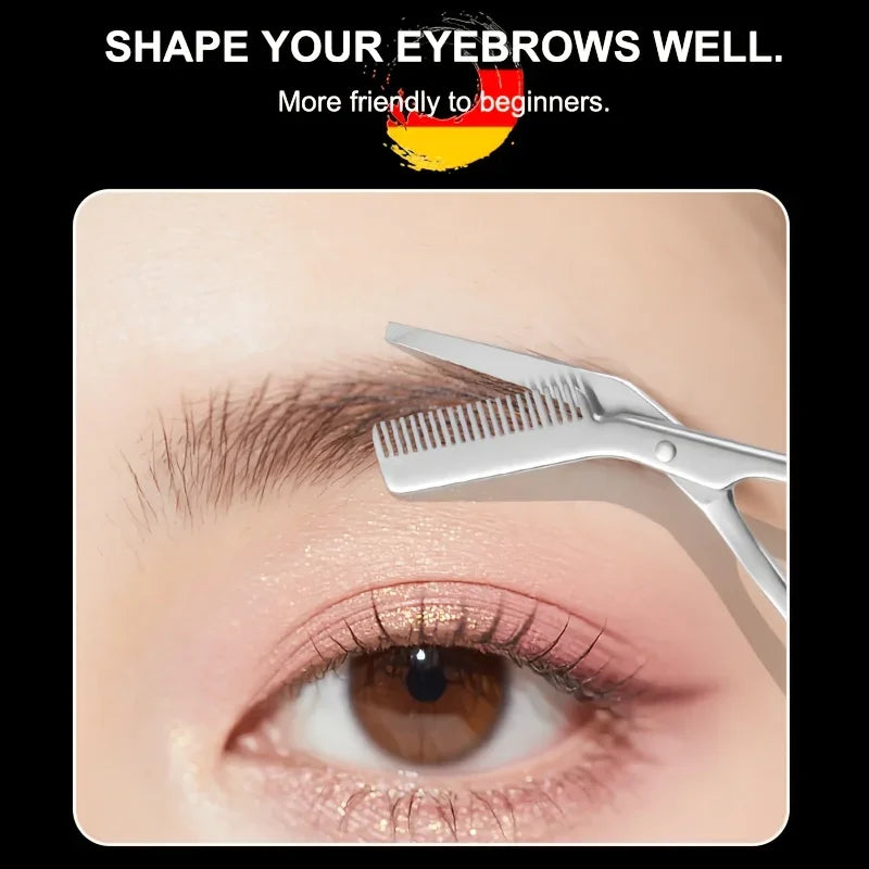 Stainless Steel Eyebrow Trimming Scissors with Comb, Facial Hair Grooming Tool for Men and Women Perfect Face Care Tool