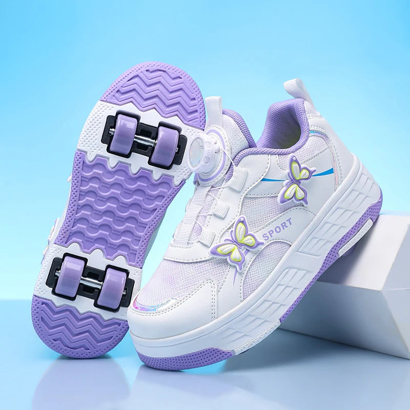 Roller Skates Girl 4 Wheels Sneakers Kid Fashion Casual Sport Quad Skates Children Skating Shoes