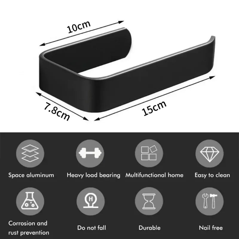 Plastics Paper Towel Holder Self Adhesive Toilet Roll Paper Holder No Punching Kitchen Bathroom Lengthen Storage Rack