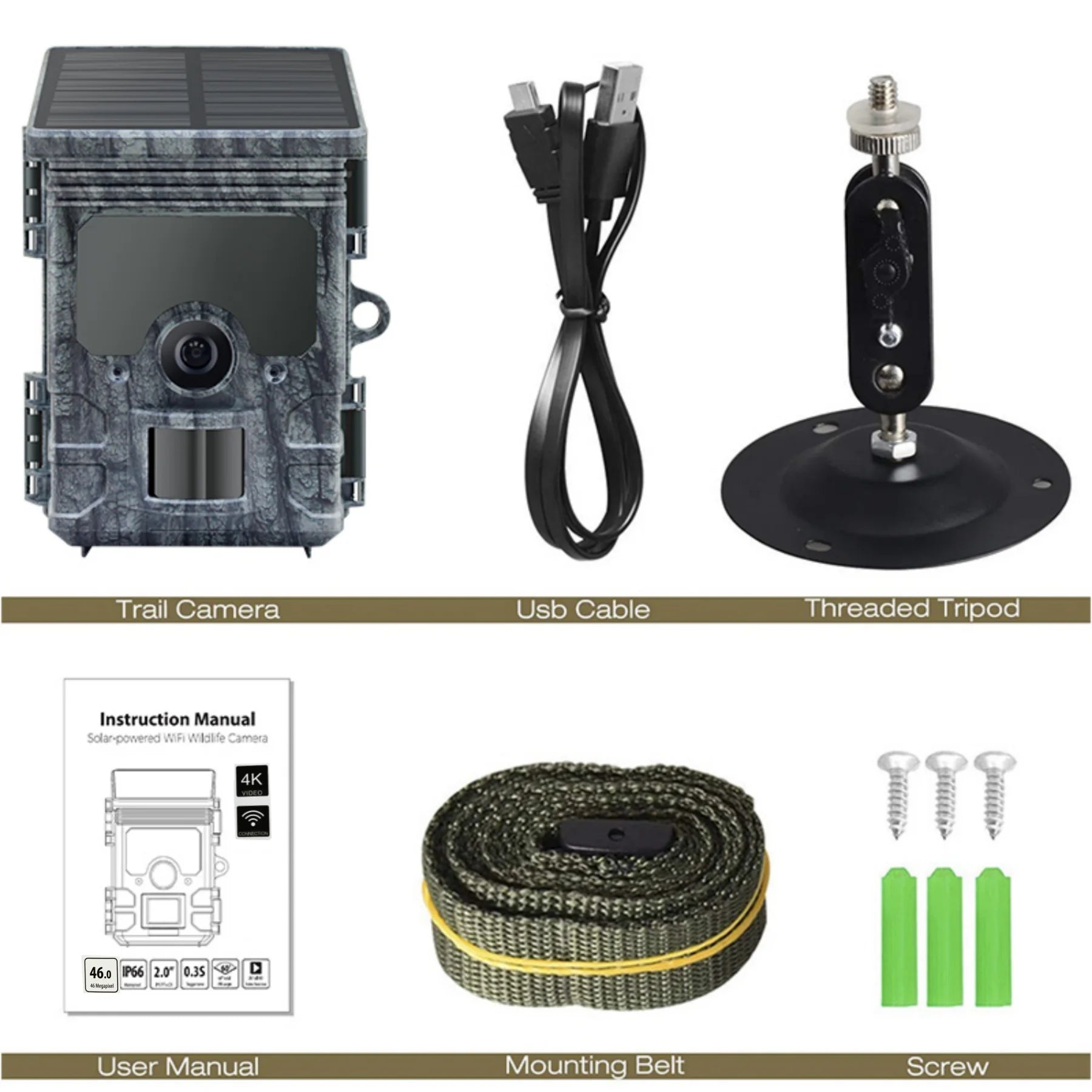 Hunting Camera  4K  WiFi Solar Panel Powered Trail Camera Trap Night Vision Waterproof IP66 Game Wildlife Cameras Foto Chasse