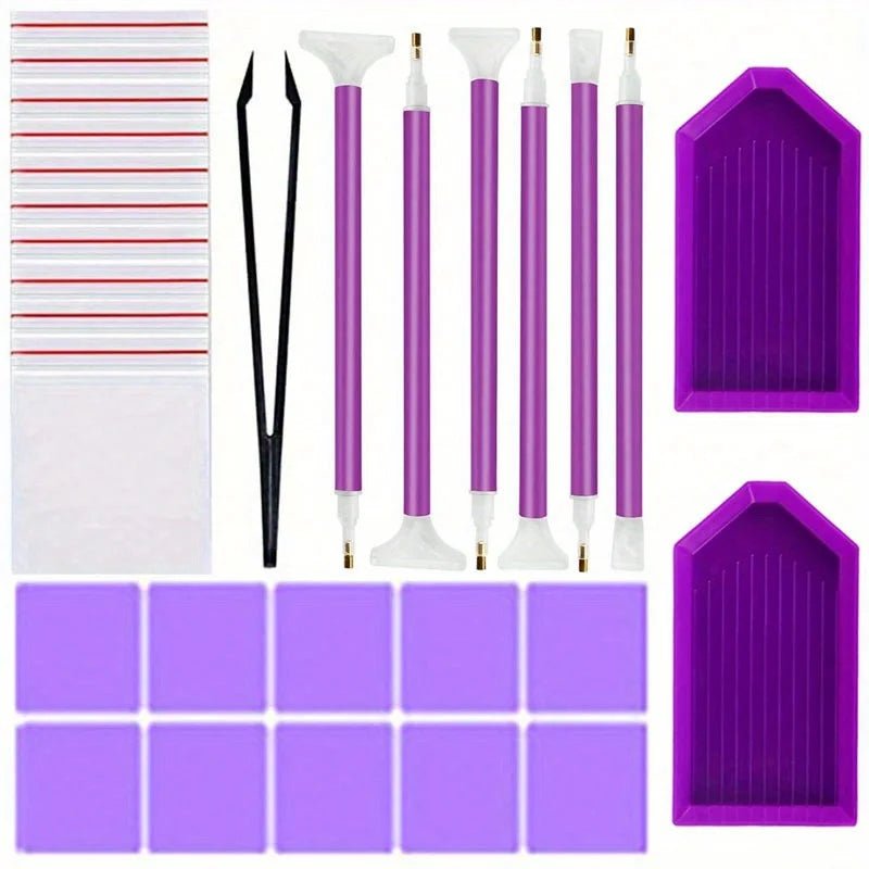 Diamond painting kit (29 pieces) DIY 5D diamond painting accessory combination kit, including diamond stitching pen, tweezers