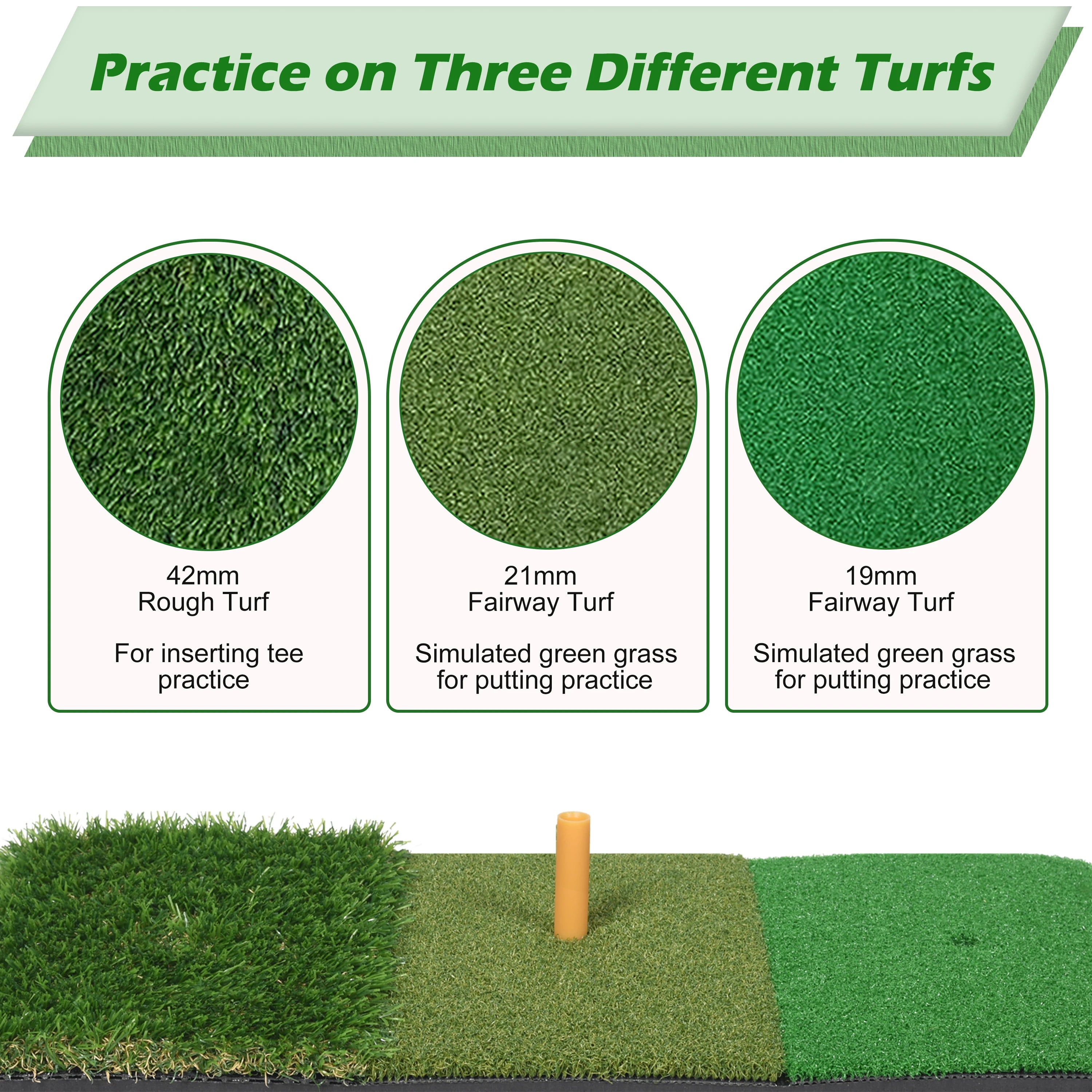Golf Hitting Mat 30*60Cm Indoor Outdoor Mini Practice Durable PP Grass Pad Backyard Exercise Golf Training Mat With Rubber TEE