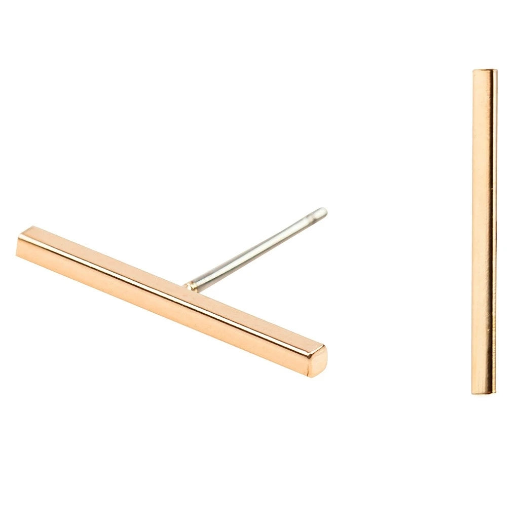 2024 Fashion Gold/Black Color Punk Simple T Bar Earrings For Women Ear Stud  Fine Jewelry Geometry Brincos Bijoux