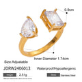 Uworld Waterproof Fashion Stainless Steel Cubic Zirconia Adjustable Open Ring Gold Color Unique Bling Charm Jewelry кольцо женск