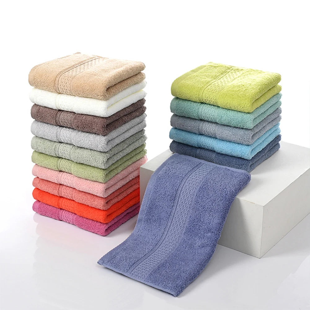 Bath Towel Washcloth Cotton Towel Solid Color Soft Absorbent Towels Multipurpose Use For Hotel Bathroom