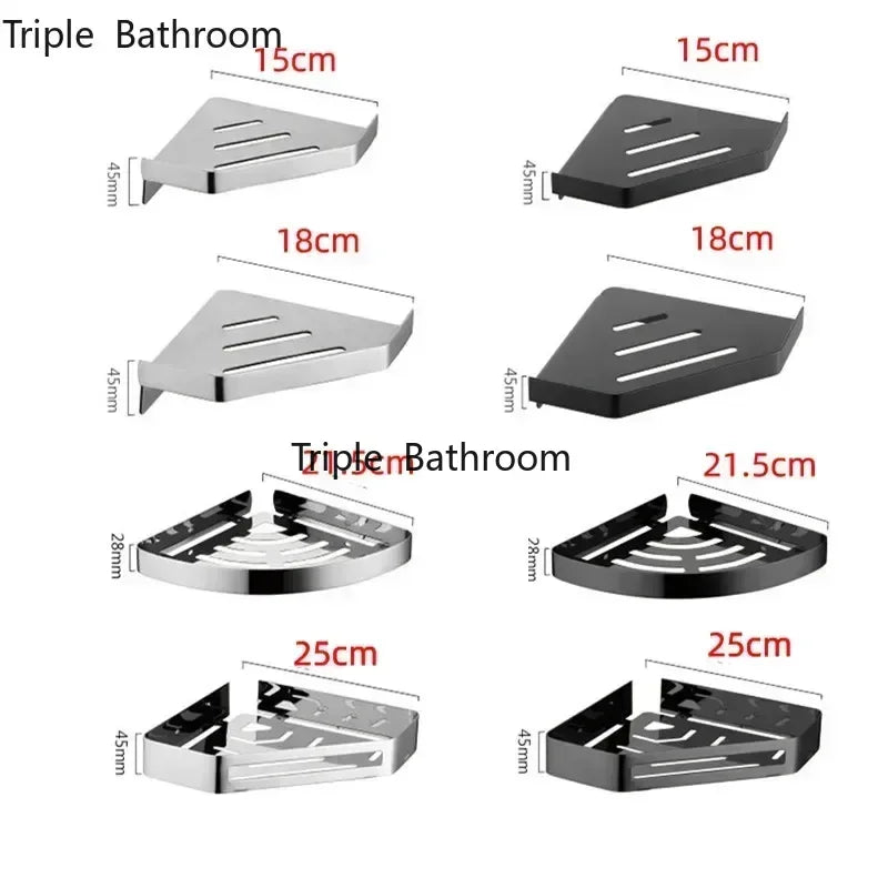 Bathroom Stainless Steel Shower Shelf Wall-mounted Triangle Basket Corner Stand Shampoo Shower Gel Storage Holder Accessories
