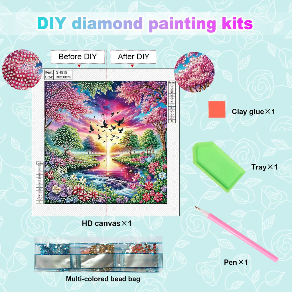 Diamond Art Painting Kit for Adult,DIY beautiful scenery Special Shaped Crystal Diamond Kit for Beginner Home Wall Decorate Gift